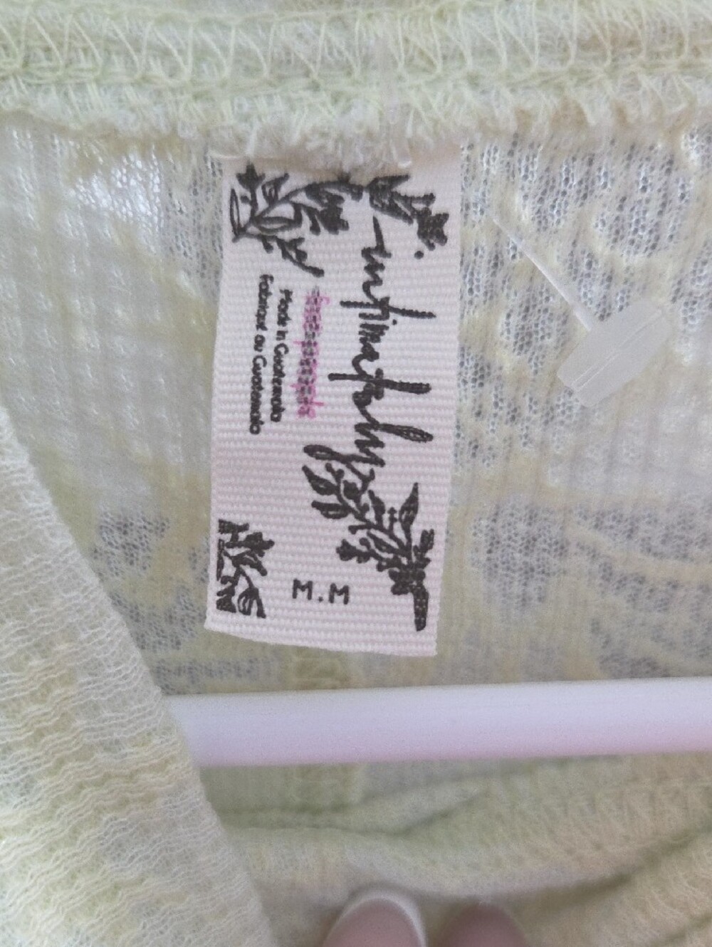 Free People Pale Green Lace-Texture Turtleneck Long Sleeve Top - Picture 4 of 6